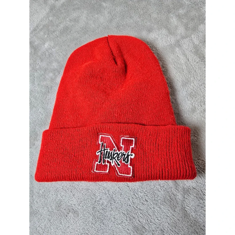 Nebraska Cornhuskers Beanie Hat Cap Red Cuffed‎ Rossmoor Industries Made In USA